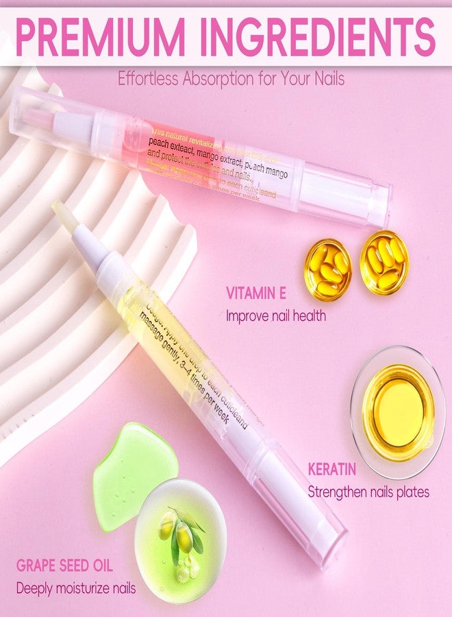 Foncomy 2PCS Cuticle Oil Pen for Nails,Nail Oil Pen for Nail Care,Cuticle Oil for Nails with Nail File,Nail Oil Cuticle Prevent Dry Cracking and Hangnails,Deep Nourishment(Pineapple & Peach Flavor) - Image 2